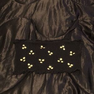Black with floral detail crop top